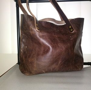 H+D DARK brown leather handbag